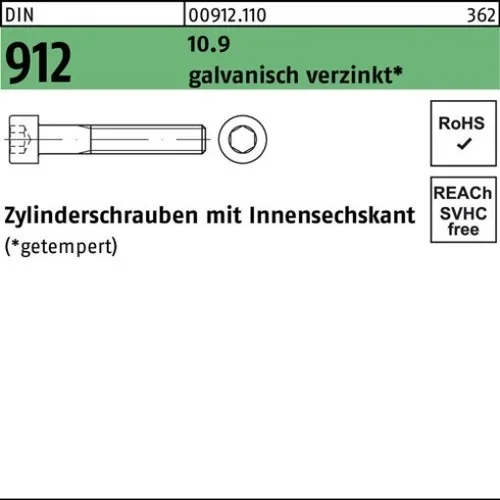 500er PACK(Stk) 000912101000030006 Zylinderschraube DIN 912 m.Innensechskant M