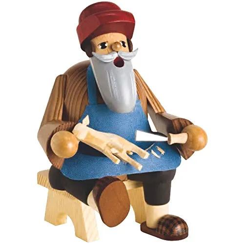 KWO Kunstgewerbe Werkstätten Kantenhocker Räuchermann (16cm) - Räuchermännchen aus der beliebten 'Die Bärtigen'-Serie, ideal zum Dekorieren auf Regalen. Sorgfältige Verarbeitung und vielfältige Modelle für jeden Geschmack.