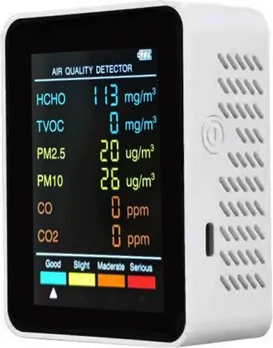 Multifunktionales 6-in-1 Luftqualitätsmessgerät mit LCD-Display