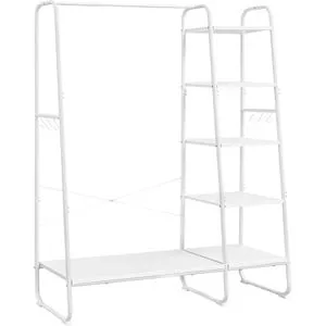 VASAGLE Kleiderständer mit Schuhablage und 6 Haken in weiß von VASAGLE