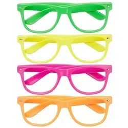 Relaxdays 24 x Bunte Partybrille Gelb,Grün,Pink