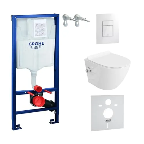 LAVITA Vorwandelement Solido + Wand Hänge WC Salto Weiß - Sanitäranlagen & Zubehör: Komplettset mit spülrandlosem WC und Soft-Close Sitz, einfache Installation und umweltfreundliches Spülsystem für optimale Hygiene.