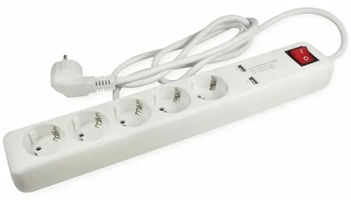 5-fach Steckdosenleiste 2 X Usb Mit Schalter (für Den Innenbereich)
