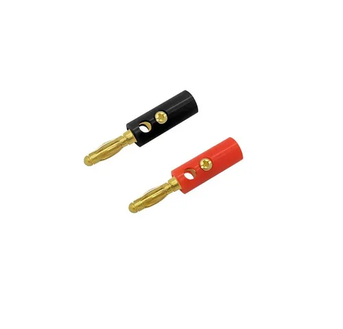 ARLI Bananenstecker vergoldet 4 mm Set Audio-Adapter Bananen zu Rohrkabel, 100 x Bananen Stecker vergoldet 4 mm 50 SCHWARZ + 50 ROT Set