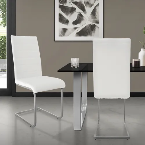 ML-DESIGN Freischwinger Stuhl 2er Set - Moderne Esszimmerstühle mit ergonomischer Rückenlehne, hochwertigem PU-Kunstleder und schwerelosem Sitzerlebnis – ideal für stilvolle Essbereiche.