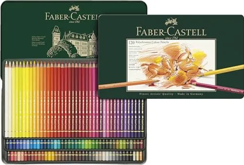 Faber-Castell 110011 Polychromos Malstifte 120er-Set - Schreibutensilien mit 120 leuchtenden, bruchfesten Buntstiften in einem eleganten Metalletui, ideal für kreative Kunstwerke auf verschiedenen Oberflächen.