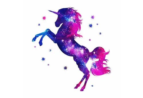 Wandtattoo Einhorn pink lila Sterne 600 x 600 mm - Wandsticker für Baby- & Kleinkinderzimmer, hochwertig mit GREENGUARD GOLD-Zertifizierung und einfacher Anwendung auf glatten Oberflächen für eine zauberhafte Raumgestaltung.