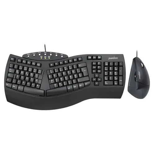 Perixx PERIDUO-512 QWERTZ DE - Ergonomisches Tastatur & Maus-Set - Maus-Tastatur-Set mit vertikaler Maus für ergonomisches Arbeiten, ideal für lange Nutzung und Komfort.