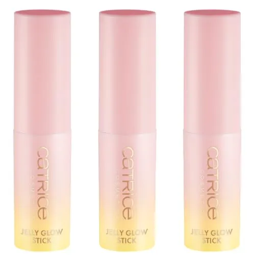 Catrice MIDNIGHT SUN Jelly Glow Stick, Highlighter, Nr. C01, Pink, kühlend, strahlend, schimmernd, gelig, vegan, ölfrei, ohne Parfüm, ohne Alkohol, 3er Pack (3x4g)
