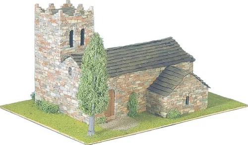 Domus Kits Modellbausatz 11 Sant Marti Vell, Maßstab 1:50 - Modellbausatz einer romanischen Kirche mit 2.743 hochwertigen Teilen aus Keramik und Holz. Ideal für erfahrene Modellbauer, die historische Architektur lieben.