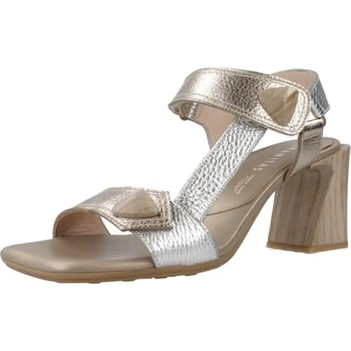 Hispanitas Damen CHV253958 Silberne Miami Ledersandalen - Elegante Sandalen aus Leder mit rutschfester Sohle und breitem 5 cm Absatz für Stabilität. Perfekt für lässige Anlässe oder Partys, mit Triflow-Technologie für optimalen Gehkomfort.