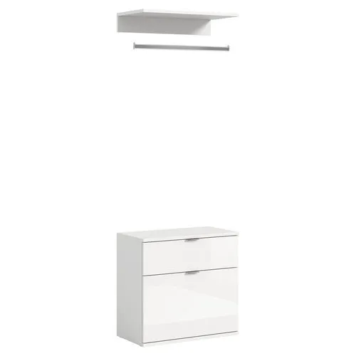 MID.YOU Garderobenkombination PROJEKT X - Modern und Funktional - Drohnen – Die elegante MID.YOU Garderobenkombination PROJEKT X bietet nicht nur modernes Design in Weiss und Schwarz, sondern auch praktische Funktionen wie eine Kleiderstange und Schublade für optimale Ordnung.