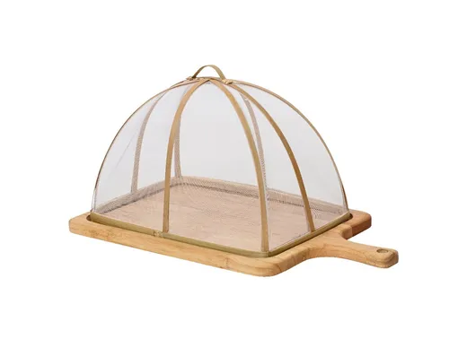 Kaemingk Schneidebrett 34x23cm aus Akazienholz mit Saftrille und Fliegenhaube - Schneidebrett aus Akazienholz, ideal zum Schneiden und Servieren, mit praktischer Saftrille und Fliegenschutz für frische Lebensmittel.