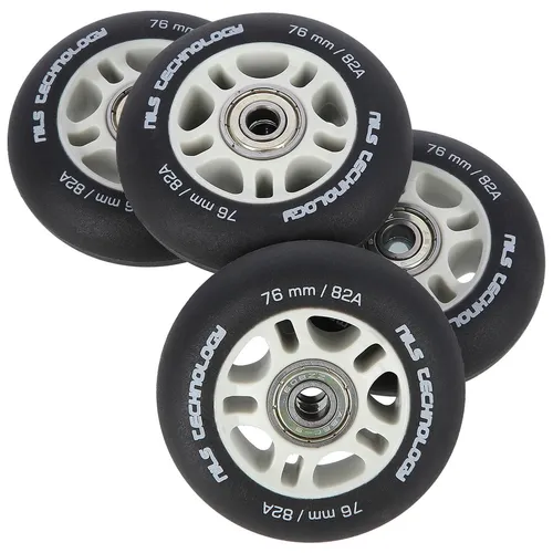 PU 76x24 82A CZARNE MATOWE (4 szt.) + ABEC-9 (8 szt.) ZESTAW NILS 5907695544404