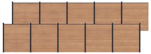 vidaXL Zaunelement 10 Stück WPC und Aluminium Braun - Praktisches Zaunpaneel-Set für Garten und Sichtschutz. Robuste Konstruktion aus WPC und Aluminium, einfach zu montieren und wetterbeständig. Flexibel anpassbar für individuelle Gestaltungsmöglichkeiten.