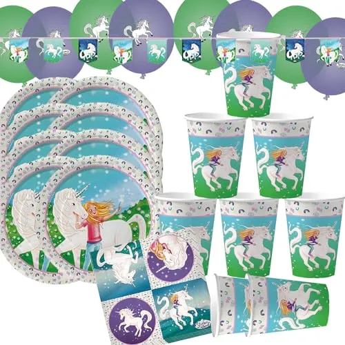 Party-Set Kindergeburtstag viele Teile Geschirr Geburtstag Dekoration Geburtstagstisch (Sternenschweif)