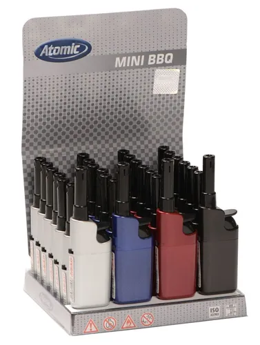 Atomic Mini Stabfeuerzeug BBQ Metallic nachfüllbar 28 Stück