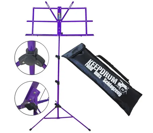 keepdrum Notenpult keepdrum MUS2FL Notenständer Lila mit Tasche