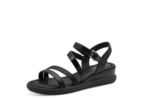 Tamaris Damen Keilsandalen mit TOUCHit-Fußbett - Bequeme Keilsandalen für den Sommer, ideal für eleganten Komfort. Mit flachem Absatz und Klettverschluss für einfaches An- und Ausziehen.