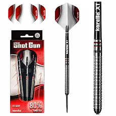Karella Shotgun Steeldart 80% Tungsten, 24g - Steel-Dartpfeile mit 80% Tungsten, PVD-Beschichtung für hervorragendes Wurfgefühl und Grip. Inklusive 3 Dartpfeilen, Karella XT-Shafts und Profi Flights für präzise Würfe.