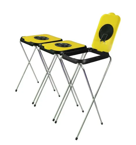 BigDean 3X Müllsackständer SwingFix GELB 120L – Praktischer Müllbeutelständer - Müllsackständer für Veranstaltungen und Camping, mit automatischer Klappe für minimalen Geruch und großer Einfüllöffnung. Ideal für alle Standard-Müllsäcke von 20-130 Liter.