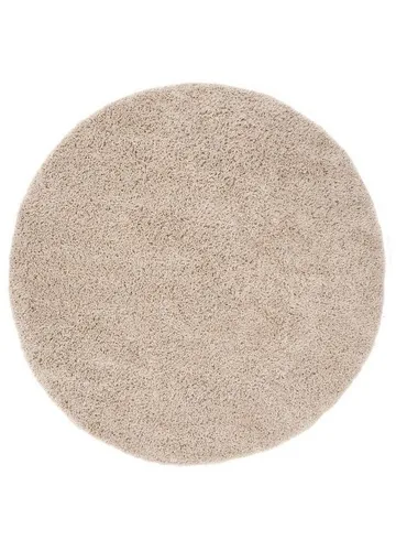 TAPISO Essence Hochflor Teppich Rund Beige 80 x 80 cm - Flauschiger Hochflor Shaggy Teppich für Schlafzimmer, Wohnzimmer oder Kinderzimmer. Bietet Wärme und reduziert Geräusche im Raum. Pflegeleicht und für Fußbodenheizung geeignet. Hochwertiges Material mit geprüfter Qualität.