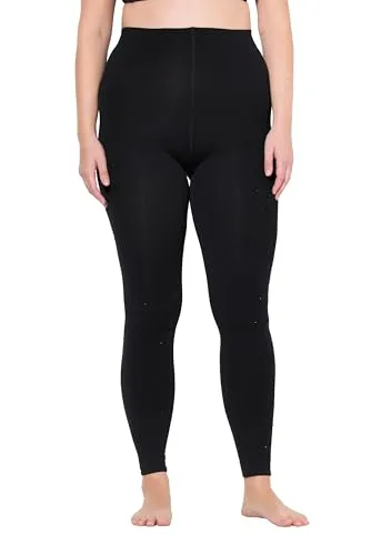 Ulla Popken Feinstrumpfhose Thermo-Strumpfleggings Strass schwarz 54/56 - Modische Thermo-Strumpfleggings mit weichem Futter für optimalen Tragekomfort. In der Größe 54/56 und mit schimmerndem Strass-Detail, ideal für kalte Tage.