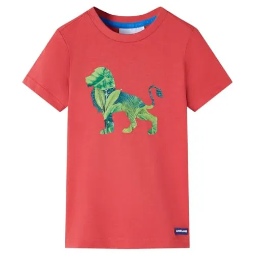 Kinder T-Shirt Kurzarmshirt Rundhalsausschnitt Jungen Kindershirt Rot 128