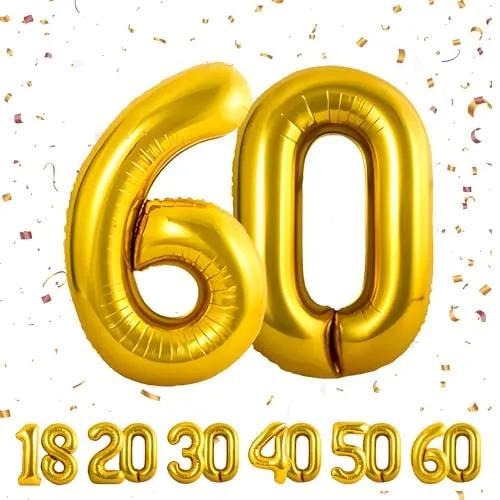 Geburtstag Deko zahlen luftballon 60 jahre | Folienballon Gold