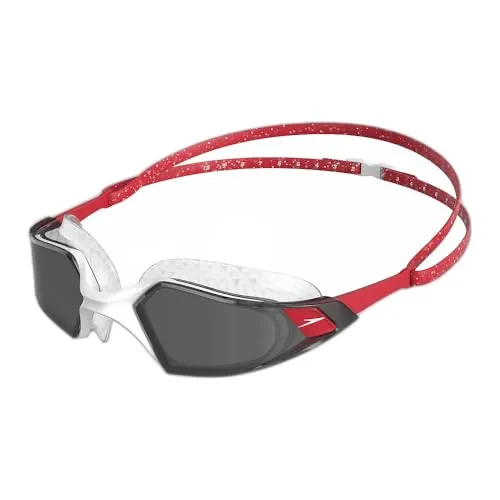 Speedo AQUAPULSE PRO Schwimmbrille - Schwimmbrille für Erwachsene in Rot/Weiß, bietet optimale Sicht und Komfort für Schwimmer aller Leistungsstufen.