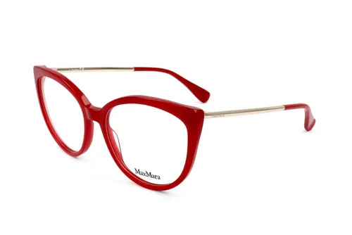 MaxMara MM5028 Damenbrille in Shiny Red - Stilvolle Brillenfassung für Damen, klassischer Rahmen in leuchtendem Rot, perfekt für einen eleganten Look.