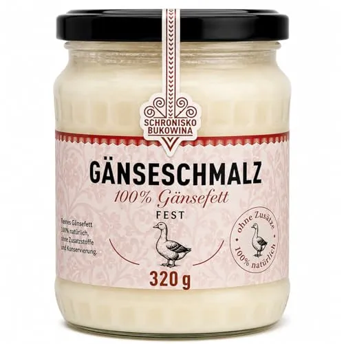 SCHRONISKO BUKOWINA Gänseschmalz 320 g – 100% Gänsefett | Streichfest und herzhaft-aromatisch – ideal zum Braten, Backen, Schmoren und Verfeinern warmer Gerichte