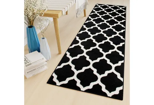 Tapiso Läufer LUXURY 100x110 cm – Moderner Kurzflor Teppich - Rechteckiger Teppich in Schwarz, ideal für Flur und Küche. Pflegeleicht und fußbodenheizungsgeeignet, sorgt für stilvolles Ambiente und Komfort in jedem Raum.