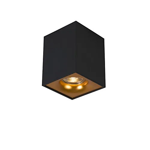 QAZQA - Modern Moderner AufbauSpot I Spotlight I Deckenspot I Deckenstrahler I Strahler I Lampe I Leuchte mit Gold I Messing - Quba delux I Wohnzimmer I Schlafzimmer - Stahl Würfel - LED geeignet GU10