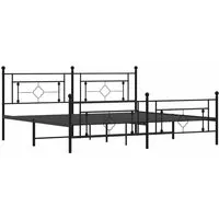 Bettgestell mit Kopf- und Fußteil Metall Schwarz 193x203 cm - Robustes Bettgestell aus pulverbeschichtetem Stahl, mit praktischem Stauraum und hervorragender Rückenunterstützung. Ideal für ein elegantes Schlafzimmer!