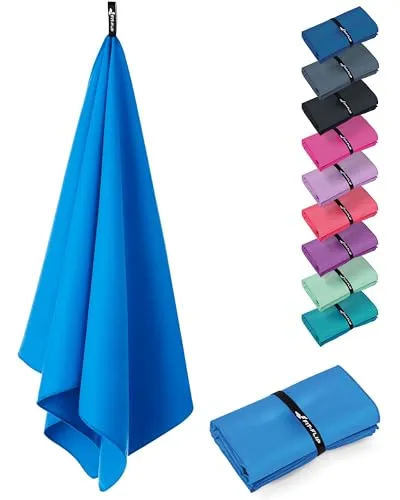 Fit-Flip Microfaser Handtücher - kompakt und leicht – für Reisen, Sport und Strand - Mikrofaser Handtuch schnelltrocknend – als Sauna und Badetuch groß (1x 100x50cm, Sky Blau)