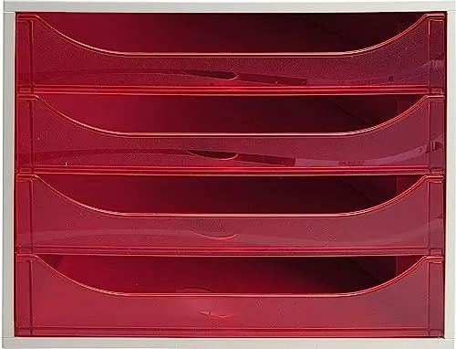 Exacompta 228654D Ablagebox Linicolor - Schubladenbox für DIN A4+ Dokumente, hoch belastbar mit 4 Schubladen und einzigartigem Stopp-Mechanismus