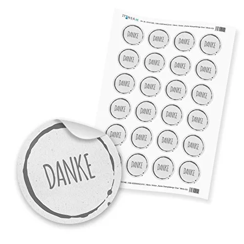 itenga Sticker Aufkleber Etikett „Danke Stempeldesign Grau“ unlackiert (Motiv 83) 24 x