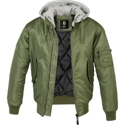 Brandit MA1 Kapuzenjacke - Oliv/Grau - XL - Funktionsjacke mit warmem Innenfutter und wind- sowie wasserabweisendem Material, ideal für Outdoor-Aktivitäten und wechselhaftes Wetter.