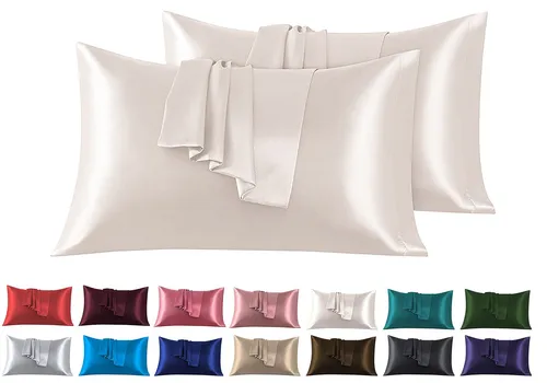 Satin Kissenbezug 45 x 70 cm 2 Stück- 100 Satin, Superweicher Kopfkissenbezug...