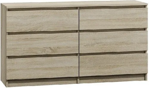 CDF Kommode Malwa M6 140 - Eiche Sonoma - Moderne Kommode mit 6 geräumigen Schubladen, ideal für Wohnzimmer oder Büro. Grifflose Fronten sorgen für einen minimalistischen Look und einfache Nutzung.