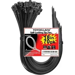 Kabelbinder Nylon Schwerlast 90 kg 45 cm UV Schwarz 70 Stück - Entdecke die Kabelbinder Nylon Schwerlast 90 kg 45 cm in Schwarz: Extrem belastbar und UV-beständig, ideal für Projekte im Innen- und Außenbereich. Mit 70 Stück im Set bist du bestens ausgestattet für alle Anwendungen!