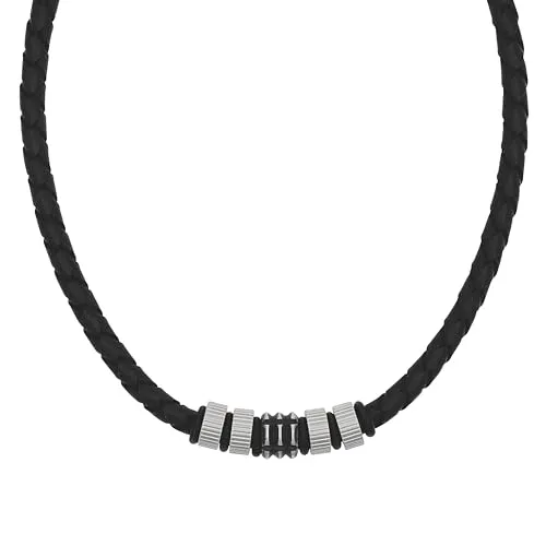 Tom Tailor Herren Kette mit Anhänger aus Edelstahl, Kautschuk und Leder - Stilvolle Kette mit Anhänger von Tom Tailor, 47+5 cm lang. Hergestellt aus hochwertigem Edelstahl, Kautschuk und Leder - ideal für jeden Anlass und eine tolle Geschenkidee.