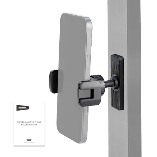 NEEWER Handyhalterung, magnetischer Gym Phone Holder Stand, unverzichtbares Zubehör für Fitnessstudio Gabelstapler kompatibel mit iPhone Android Samsung, für Damen Herren Mädchen Jungen Videoaufnahmen