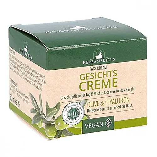 Gesichtscreme Olive & Hyaluron 50 ML - Arzneimittel für intensive Feuchtigkeit, mit natürlichen Olivenextrakten und Hyaluron für ein strahlendes Hautbild.