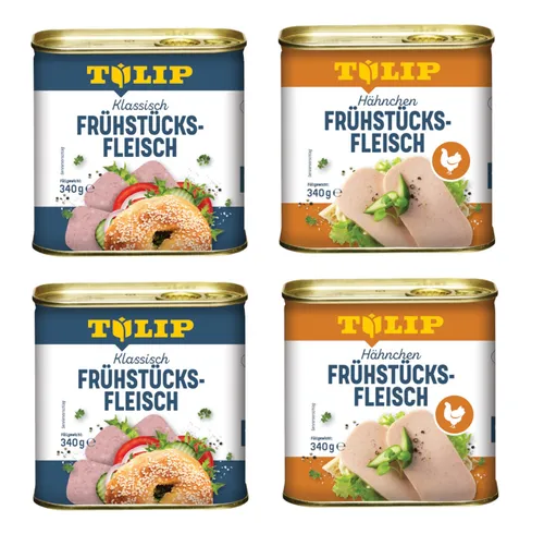 TULIP 4x 340g Bundle Frühstücksfleisch Schwein und Hähnchen Dänische Delikatesse