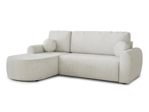 Sofnet Ecksofa Jazz mit Schlaffunktion - Sofas & Couches - Ecksofa mit Schlaffunktion und Bettkasten, ideal für Gästeübernachtungen, in stilvollem Bouclé-Stoff für zusätzlichen Komfort.