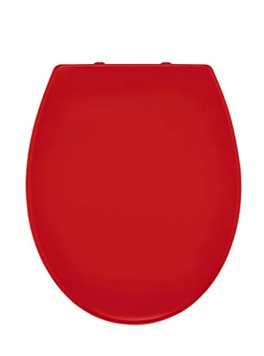 Ridder WC-Sitz Miami - Softclose in Rot - Toilettendeckel mit SoftClose-Funktion, ovaler Form und abnehmbarem Sitz für einfache Reinigung. Hochglänzendes, rotes Kunststoffdesign für ein modernes Bad.