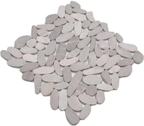Mosaik Fliese Flußkiesel Steinkiesel hellbeige Kiesel geschnitten für BODEN WAND BAD WC DUSCHE KÜCHE FLIESENSPIEGEL THEKENVERKLEIDUNG BADEWANNENVERKLEIDUNG Mosaikmatte Mosaikplatte