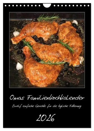 Omas Familienkochkalender 2026 – Wandkalender im DIN A4 Format - Hochwertiger Fotowandkalender mit 12 einzigartigen Bildern, ideal für die Küche. Robuste Spiralbindung und umweltfreundliches Papier machen ihn zum perfekten Geschenk für jeden Anlass.